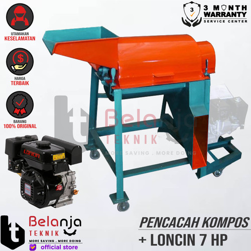 [EZM.3502939] Hinoka Mesin Pencacah Ranting dan Daun Kompos + Engine Loncin 7 HP