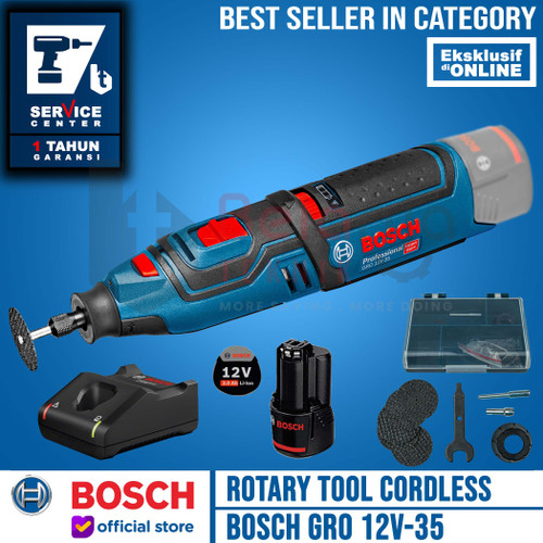 [EZM.3502960] Bosch Mesin Rotary Tool Cordless GRO 12V-35 Charger Battery 12 V 3 AH