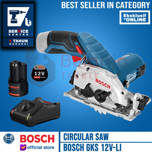 [EZM.3503098] Bosch Mesin Circular Saw Cordless GKS 12V-LI Charger Battery 12 V 3 AH