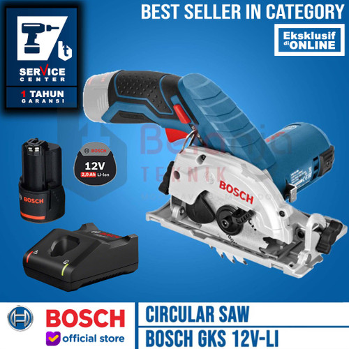 [EZM.3503099] Bosch Mesin Circular Saw Cordless GKS 12V-LI Charger Baterai 12 V 2 AH
