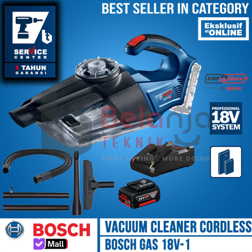 [EZM.3503100] Bosch Vacuum Cleaner Cordless Gas 18V-Li Sedot Debu Baterai 18 V 4 AH