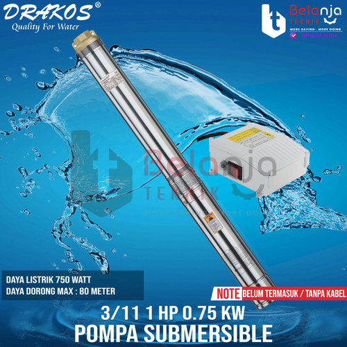 [EZM.3503118] Drakos Submersible Pump 4 DFP - 3/11 1 HP 0.75 kw Pompa Satelit 1hp