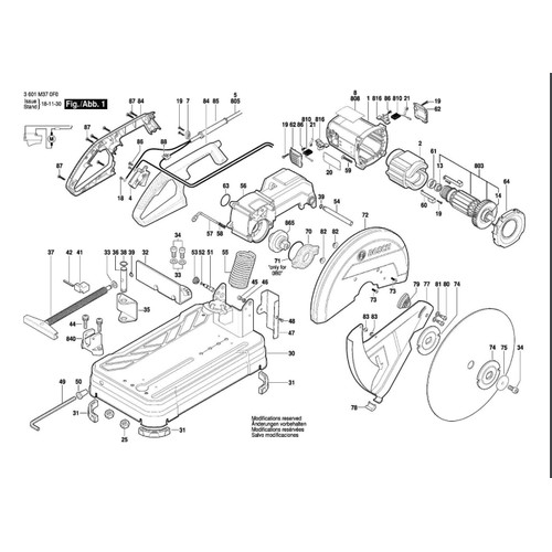 [EZM.3503154] Bosch ARM GCO 220 Dudukan Mesin Cutting Off 1 609 B03 591 GCO220 Ori