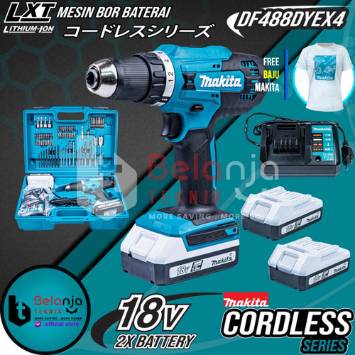 [EZM.3503259] Makita Cordless Driver Drill DF488DYEX4 Mesin Bor Baterai 18V DF 488