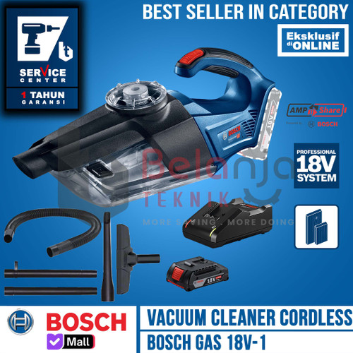 [EZM.3503495] Bosch Vacuum Cleaner Cordless Gas 18V-Li Sedot Debu Baterai 18 V 2 AH