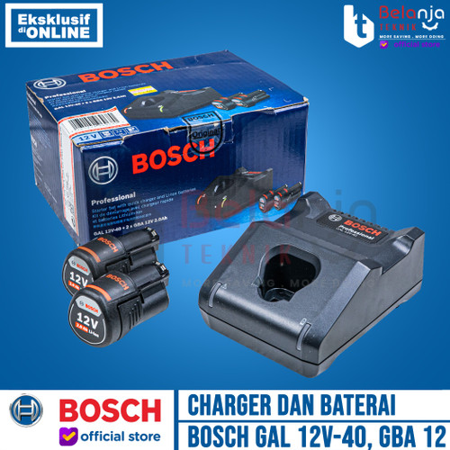 [EZM.3503564] Bosch Starter Kit Charger GAL 12V-40 2 Baterai Cordless GBA 12 V 2.0AH