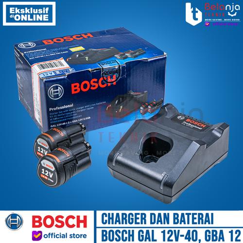[EZM.3503564] Bosch Starter Kit Charger GAL 12V-40 2 Baterai Cordless GBA 12 V 2.0AH