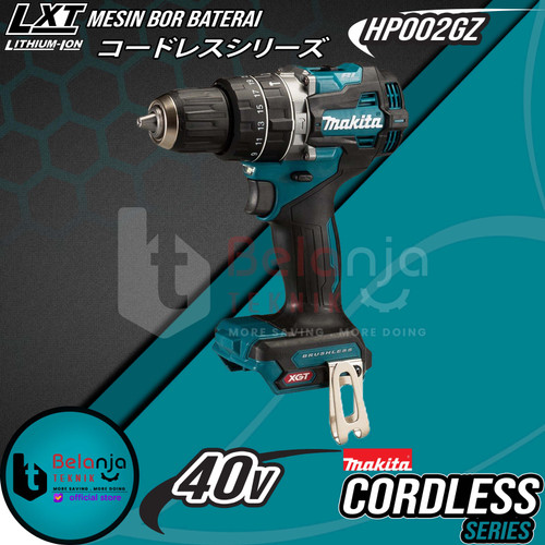 [EZM.3503591] Makita Mesin Bor Baterai Cordless HP002GZ Hammer Driver Drill 40 Volt