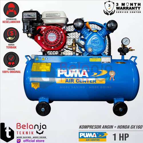 [EZM.3503600] PUMA Mesin Kompresor Angin 1 HP Air Compressor Honda Gx 160 5.5 Hp