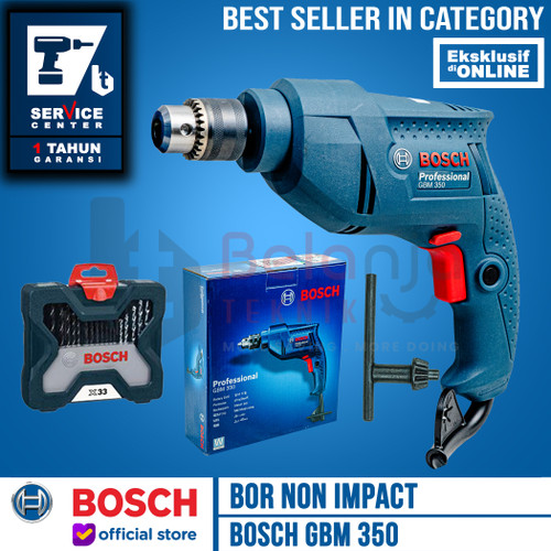 BOSCH Bor Tangan GBM 350 Non Impact dengan 43 Pcs Mata Obeng 350 WATT