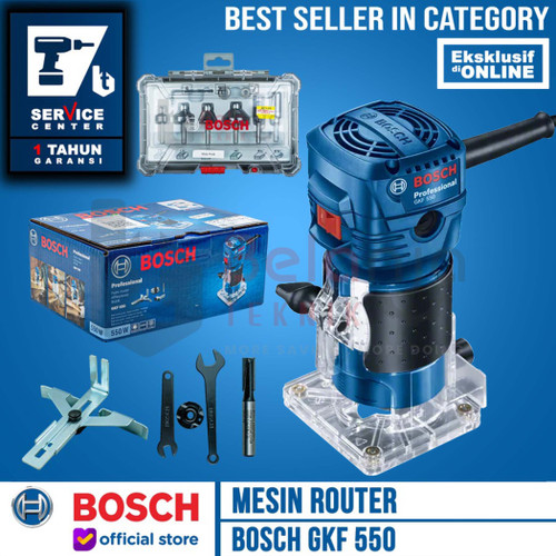 [EZM.3503798] Bosch Mesin Router Profil Kayu GKF 550 Wood Trimmer Mata Router 6Pcs