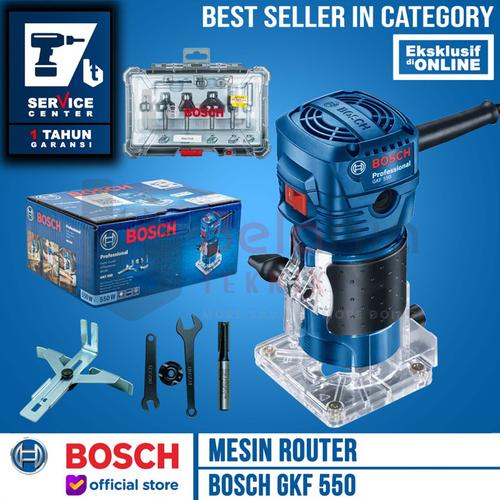 [EZM.3503798] Bosch Mesin Router Profil Kayu GKF 550 Wood Trimmer Mata Router 6Pcs