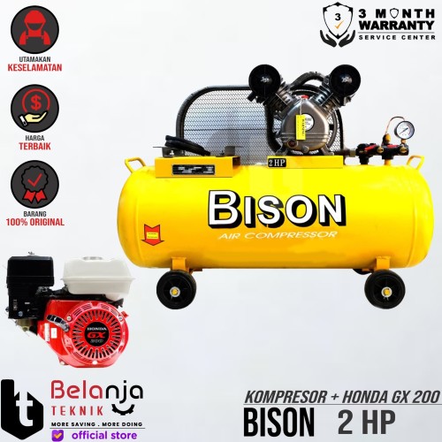 [EZM.3503806] Bison Mesin Kompresor Angin 2 Hp Honda Gx 200 6.5 Hp Air Compressor