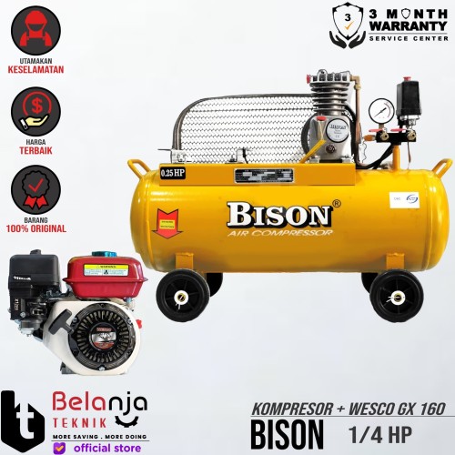 [EZM.3503812] Bison Mesin Kompresor Angin 0.25 Hp Wesco Gx 160 5.5 Hp Air Compressor