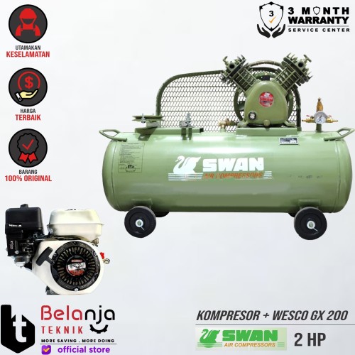 [EZM.3503815] Swan Air Compressor 2 HP dan Engine Bensin EX-China 5.5 HP