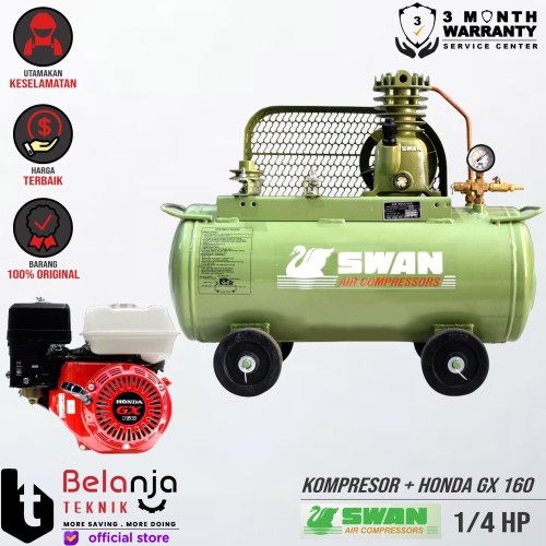 [EZM.3503821] Swan Mesin Kompresor Angin 0.25 Hp Honda Gx 160 5.5 Hp Air Compressor
