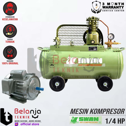 [EZM.3503823] Swan Mesin Kompresor Angin 0.25 Hp Dinamo Motor 1/4 Hp Air Compressor