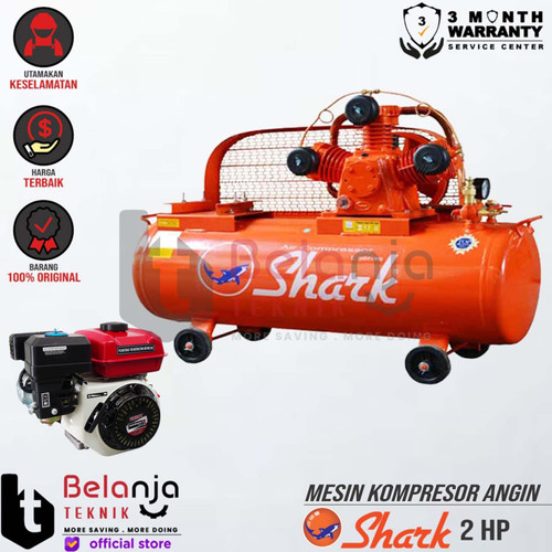 [EZM.3503829] Shark Mesin Kompresor Udara 2 Hp Robot GX 200 6.5 Hp Air Compressor