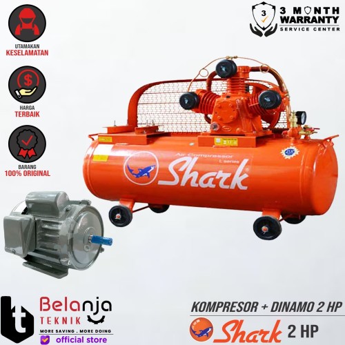 [EZM.3503830] Shark Mesin Kompresor Udara 2 Hp Dinamo Motor 2 Hp Air Compressor