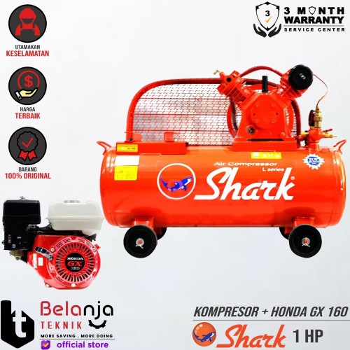 [EZM.3503831] Shark Mesin Kompresor Udara 1 Hp Honda Gx 160 5.5 Hp Air Compressor