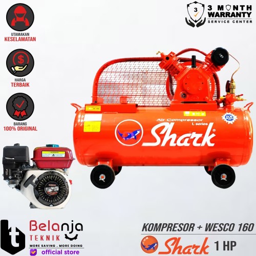 [EZM.3503833] Shark Mesin Kompresor Udara 1 Hp Wesco Gx 160 5.5 Hp Air Compressor