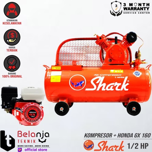 [EZM.3503835] Shark Mesin Kompresor Udara 0.5 Hp Honda Gx 160 5.5 Hp Air Compressor
