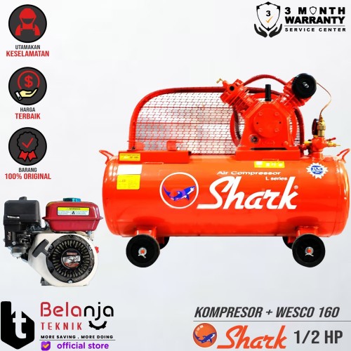 [EZM.3503837] Shark Mesin Kompresor Udara 0.5 Hp Wesco Gx 160 5.5 Hp Air Compressor