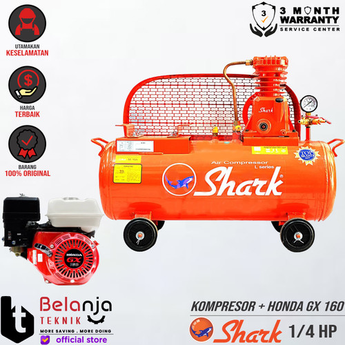 [EZM.3503839] Shark Mesin Kompresor Udara 0.25 Hp Honda Gx 160 5.5 Hp Air Compressor