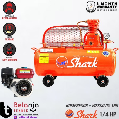 [EZM.3503840] Shark Mesin Kompresor Udara 0.25 Hp Wesco Gx 160 5.5 Hp Air Compressor