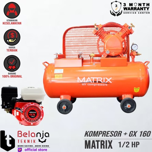 [EZM.3503841] Matrix Mesin Kompresor Angin 0.5 Hp Honda Gx 160 5.5 Hp Air Compressor