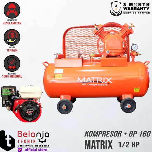[EZM.3503842] Matrix Mesin Kompresor Angin 0.5 Hp Honda Gp 160 5.5 Hp Air Compressor