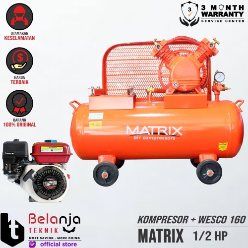 [EZM.3503844] Matrix Mesin Kompresor Angin 0.5 Hp Engine Gx160 5.5 Hp Air Compressor
