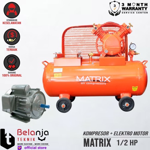 [EZM.3503845] Matrix Mesin Kompresor Angin 0.5 Hp Motor Dinamo 1/2 Hp Air Compressor