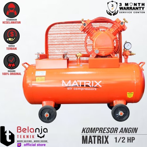[EZM.3503848] Matrix Mesin Kompresor Angin 0.5 Hp Air Compressor 60 Liter 1/2 Hp