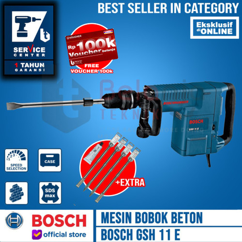Bosch Mesin Bor Bobok Beton Demolition Hammer GSH 11 E GSH11E 1500Watt