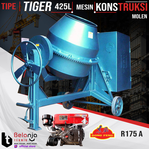 [EZM.3503870] Tiger Mesin Aduk Semen Molen 425 Liter Engine Penggerak Dongfeng R175A