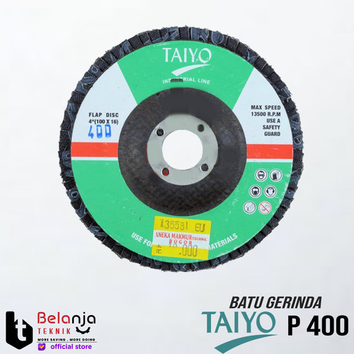 [EZM.3503913] Taiyo Mata Batu Gurinda Amplas Susun 4" Inch Grid Grit 400 Flap Disc 4