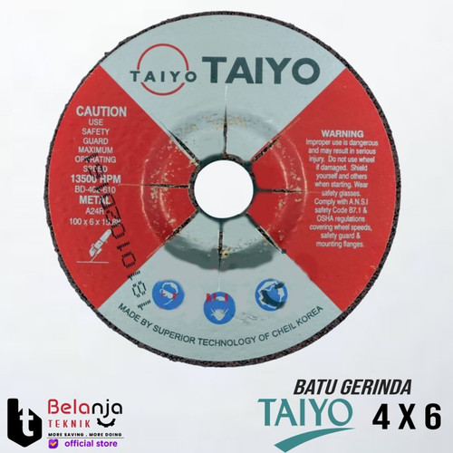 [EZM.3503914] Taiyo Batu Gurinda 4 Inch x 6 mm Mata Poles Besi Grinding Wheel 4" In