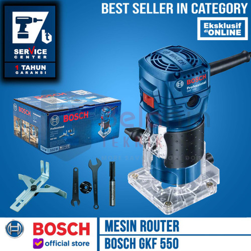 [EZM.3504009] Bosch Mesin Router Profil Kayu GKF 550 Wood Trimmer 1/4" Inch 550 Watt