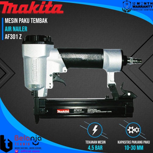 Makita Mesin Paku Tembak AF 301 Z Air Nailer Staples pAKU Lurus AF301Z