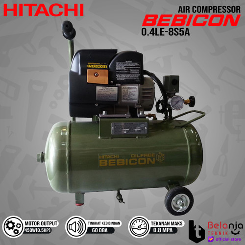 [EZM.3504100] HITACHI Air Compressor Bebicon 0.4LE-8S5A 0.5 HP Kompresor Angin 1/2HP