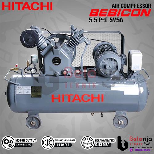 [EZM.3504103] HITACHI Air Compressor Bebicon 5.5 P-9.5V5A 7.5 HP Kompresor Angin