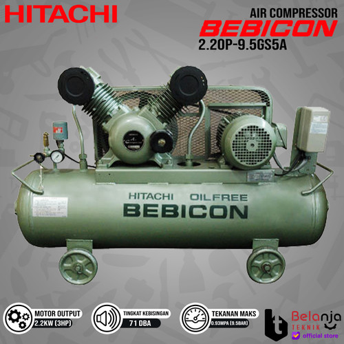 [EZM.3504108] HITACHI Air Compressor Bebicon 2.2OP-9.5GS5A 3 HP Kompresor Angin 3HP