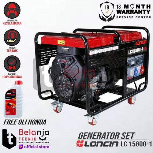 [EZM.3504187] LONCIN Generator Set Bensin LC 15800-1 17000 Watt Genset LC15800-1