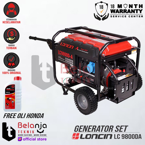 [EZM.3504189] LONCIN Generator Set Bensin LC 9800 DA 7500 Watt 1 Phase Genset 9800DA