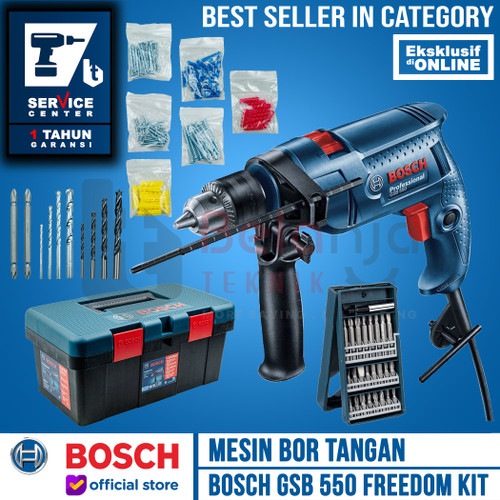 BOSCH GSB 550 Freedom Kit Impact Drill Plus Mata Obeng SET 25 Pcs BOX