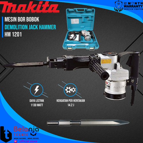 [EZM.3504343] Makita Mesin Bor Bobok HM 1201 Demolition JACK Hammer HM1201 1130WATT