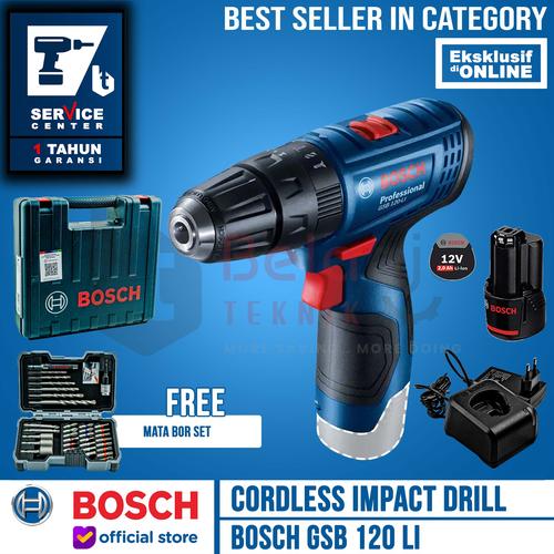 [EZM.3504426] Bosch Bor Tembok Baterai GSB 120 LI GEN 3 dengan FREE Mata Bor & Obeng