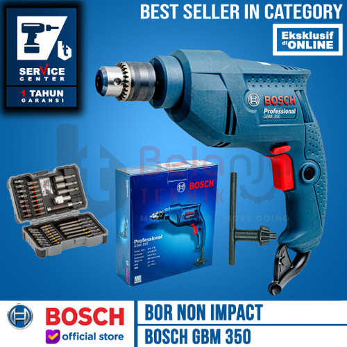 BOSCH Bor Tangan GBM 350 Non Impact dengan 43 Pcs Mata Obeng 350 WATT