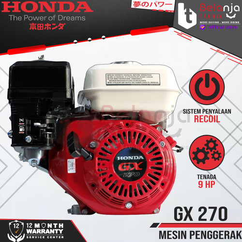 [EZM.3504738] Honda Mesin Penggerak GX 270 H Jialing 9 HP Bensin Serbaguna GX270H